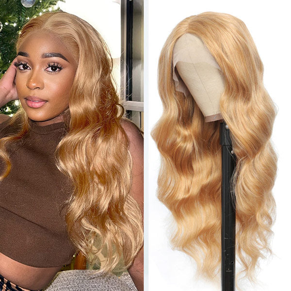 #27 Honey Blonde Body Wave Lace Frontal/Lace Closure Human Hair Wigs Brazilian Remy Hair