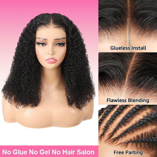 Kinky Curly Wear Go Wigs 4x6 HD Lace Pre Cut Lace Closure 100% Glueless Wigs