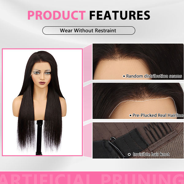 Straight 13x4 Lace Front Glueless Long Wig 100% Human Hair