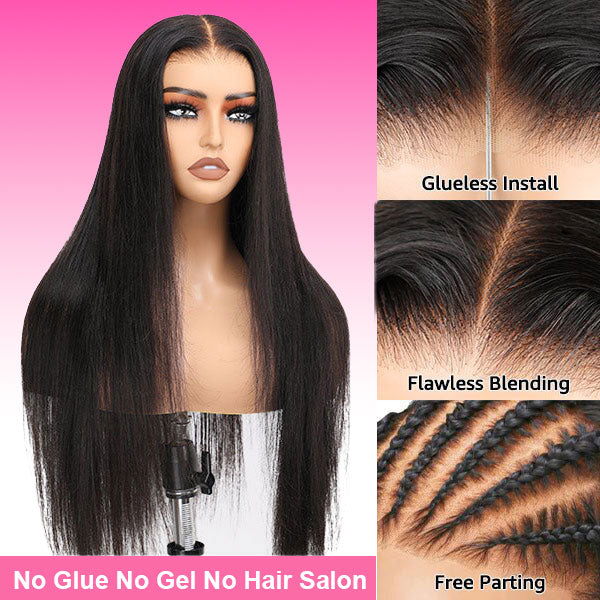 7x5 Ready To Go Lace Wigs Silky Straight Pre Bleached Mini Knots