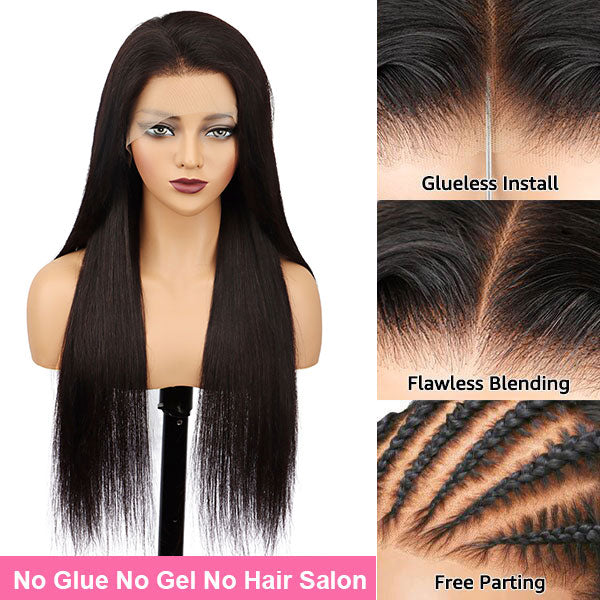 Straight 13x4 Lace Front Glueless Long Wig 100% Human Hair