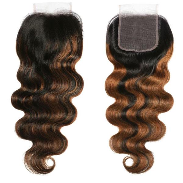Balayage Hair Color 3 Bundles with Lace Closure Pre Plucked Free Part Highlights Ombre Hair Bundles Body Wave