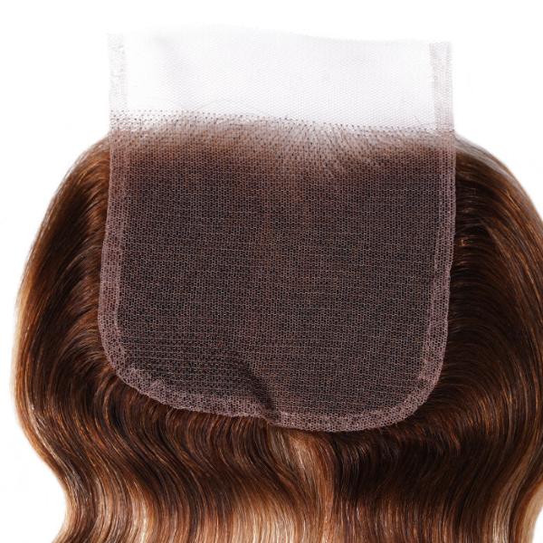 3 Bundles with Lace Closure Ombre Honey Blonde Highlight Color