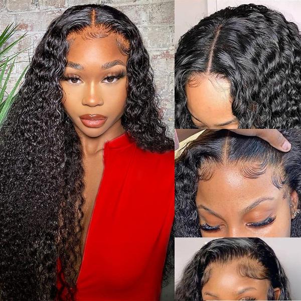 Water Wave 13x4 Lace Closure Glueless Side Part Wig 100% Human Hair