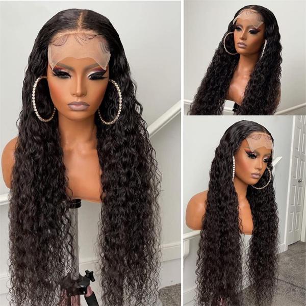 Water Wave 13x4 Lace Closure Glueless Side Part Wig 100% Human Hair