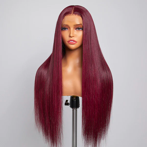 13x4 Lace Burgundy 99J Red Colored Hair Closure Wigs Straight Hair Wig Color Wig