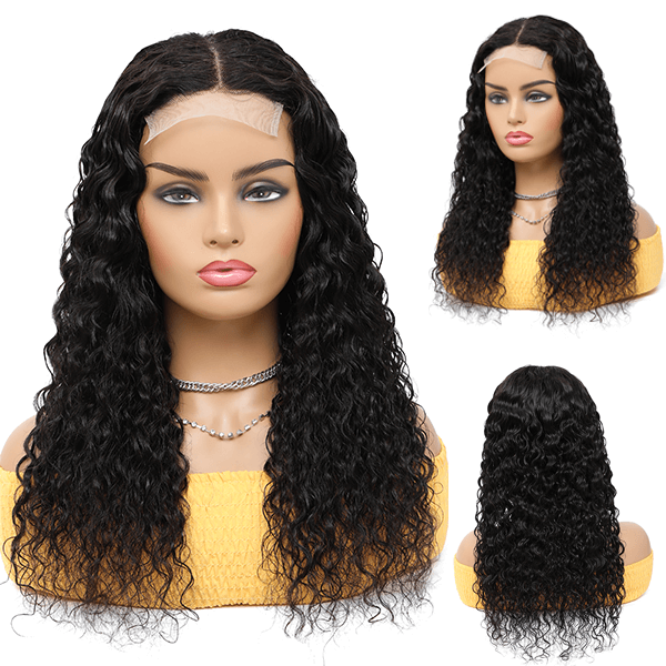 Water Wave 13x4 Lace Closure Glueless Side Part Wig 100% Human Hair