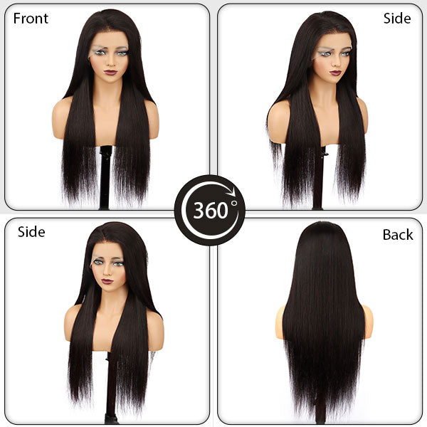 Straight 13x4 Lace Front Glueless Long Wig 100% Human Hair