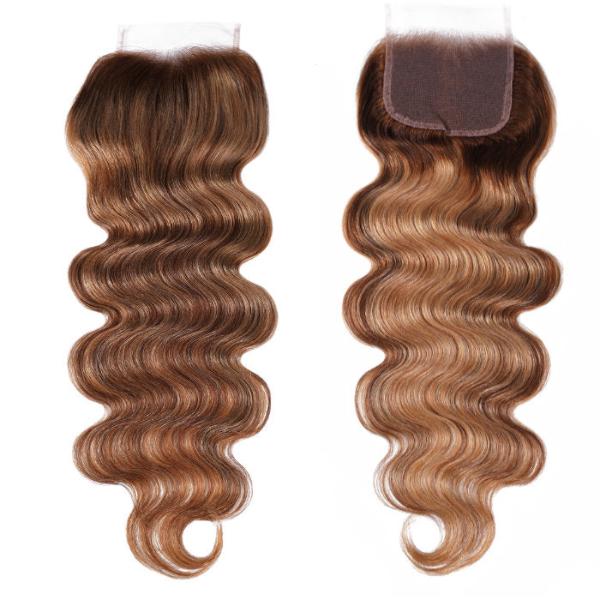 3 Bundles with Lace Closure Ombre Honey Blonde Highlight Color