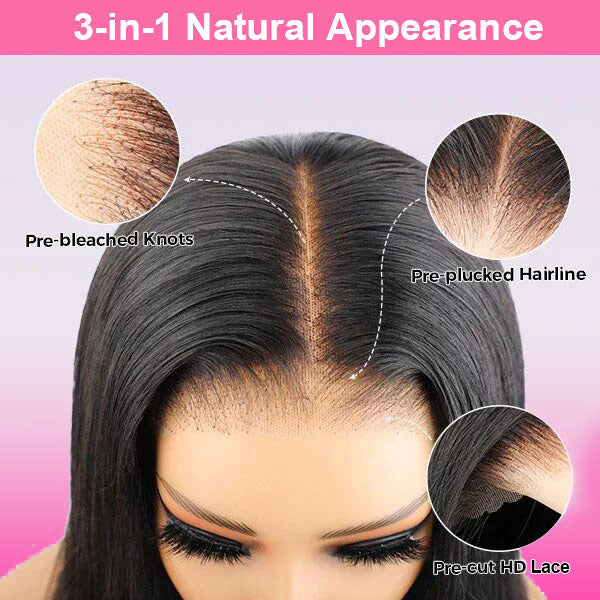 Silky Straight Easy Wear Go Glueless Wigs Pre Cut 4x6 HD Lace Closure Wigs Beginner Friendly