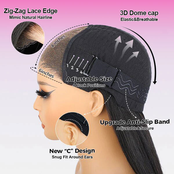 Silky Straight Easy Wear Go Glueless Wigs Pre Cut 4x6 HD Lace Closure Wigs Beginner Friendly